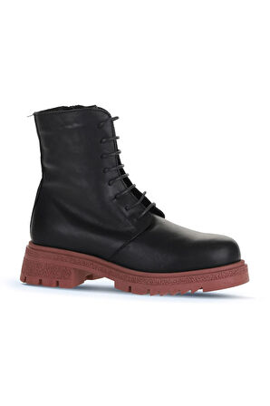 Bueno Shoes Siyah Pembe Deri Kadın Topuklu Bot 01wz1405