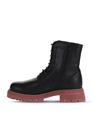 Bueno Shoes Siyah Pembe Deri Kadın Topuklu Bot 01wz1405