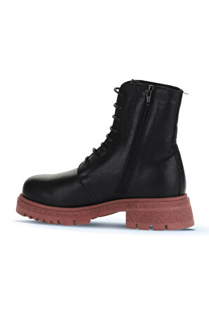Bueno Shoes Siyah Pembe Deri Kadın Topuklu Bot 01wz1405