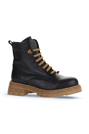Bueno Shoes Siyah Taba Deri Kadın Topuklu Bot 01wz1420