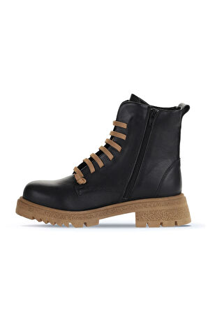 Bueno Shoes Siyah Taba Deri Kadın Topuklu Bot 01wz1420