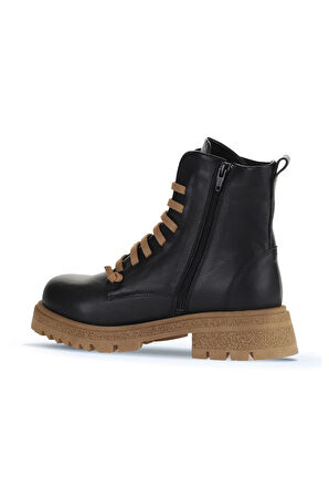 Bueno Shoes Siyah Taba Deri Kadın Topuklu Bot 01wz1420