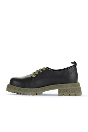 Bueno Shoes Siyah Haki Deri Kadın Klasik Ayakkabı 01wz1421