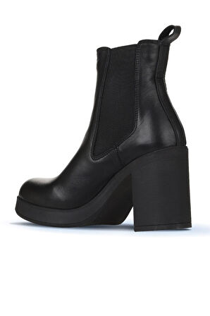 Bueno Shoes Siyah Deri Kadın Topuklu Bot 01wz3202