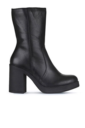 Bueno Shoes Siyah Deri Kadın Topuklu Bot 01wz3203