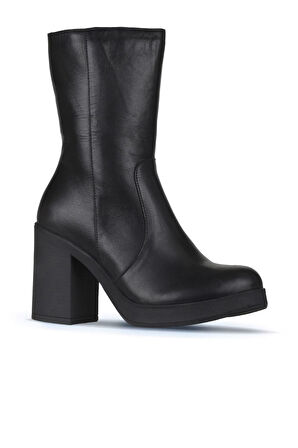 Bueno Shoes Siyah Deri Kadın Topuklu Bot 01wz3203