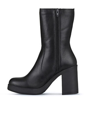 Bueno Shoes Siyah Deri Kadın Topuklu Bot 01wz3203