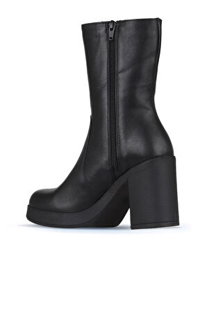 Bueno Shoes Siyah Deri Kadın Topuklu Bot 01wz3203