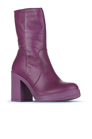 Bueno Shoes Mor Deri Kadın Topuklu Bot 01wz3203