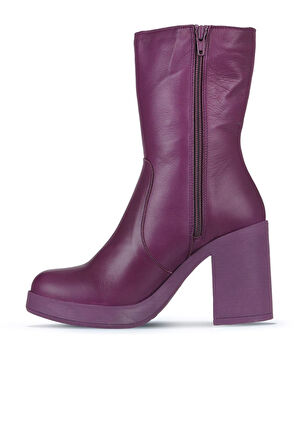 Bueno Shoes Mor Deri Kadın Topuklu Bot 01wz3203