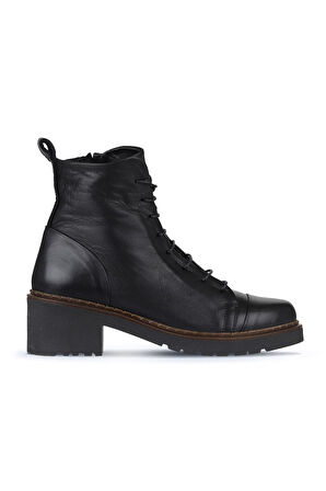 Bueno Shoes Siyah Deri Kadın Topuklu Bot 01wz4400