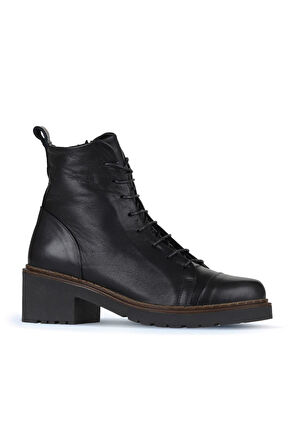 Bueno Shoes Siyah Deri Kadın Topuklu Bot 01wz4400