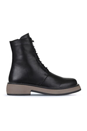 Bueno Shoes Siyah Vizon Deri Kadın Topuklu Bot 01wz4500