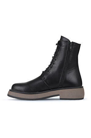 Bueno Shoes Siyah Vizon Deri Kadın Topuklu Bot 01wz4500