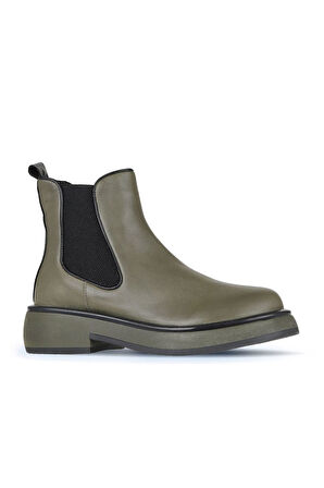 Bueno Shoes Haki Deri Kadın Düz Bot 01wz4501
