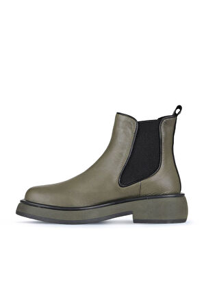 Bueno Shoes Haki Deri Kadın Düz Bot 01wz4501