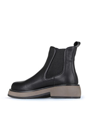 Bueno Shoes Siyah Vizon Deri Kadın Düz Bot 01wz4501