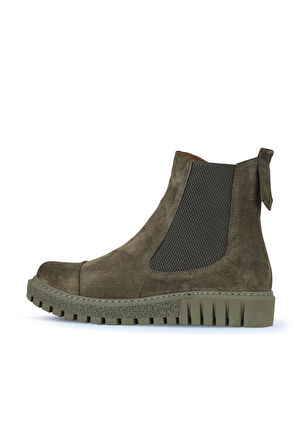 Bueno Shoes Haki Süet Kadın Düz Bot 01wz5202