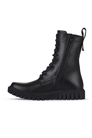 Bueno Shoes Siyah Deri Kadın Düz Bot 01wz5208