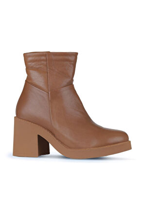Bueno Shoes Taba Deri Kadın Topuklu Bot 01wz7100
