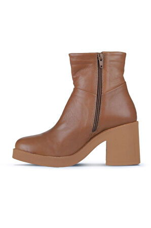 Bueno Shoes Taba Deri Kadın Topuklu Bot 01wz7100