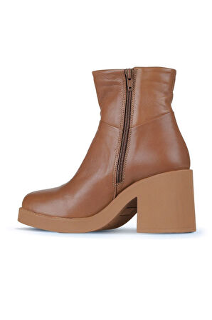 Bueno Shoes Taba Deri Kadın Topuklu Bot 01wz7100
