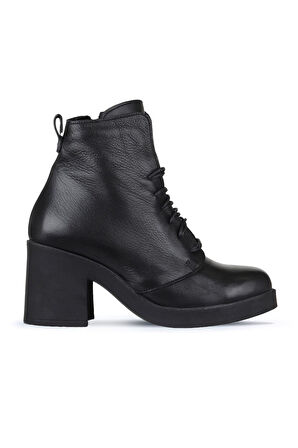 Bueno Shoes Siyah Deri Kadın Topuklu Bot 01wz7107
