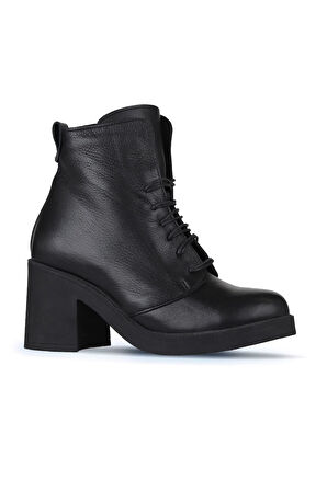 Bueno Shoes Siyah Deri Kadın Topuklu Bot 01wz7107
