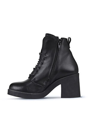 Bueno Shoes Siyah Deri Kadın Topuklu Bot 01wz7107