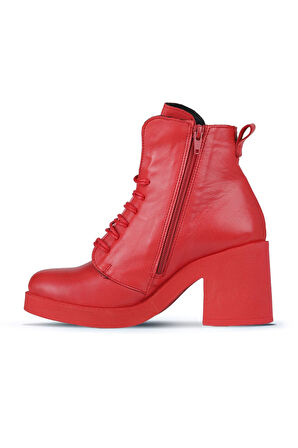 Bueno Shoes Kırmızı Deri Kadın Topuklu Bot 01wz7107
