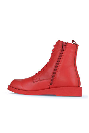 Bueno Shoes Kırmızı Deri Kadın Düz Bot 01wz8900