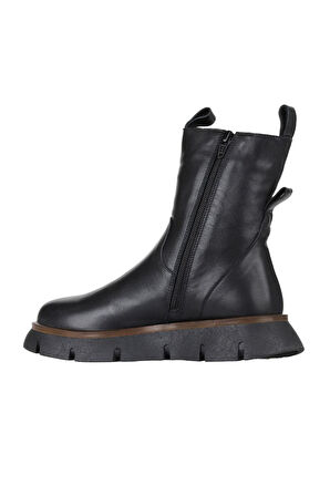 Bueno Shoes Siyah Deri Kadın Dolgu Topuklu Bot 01wz1504