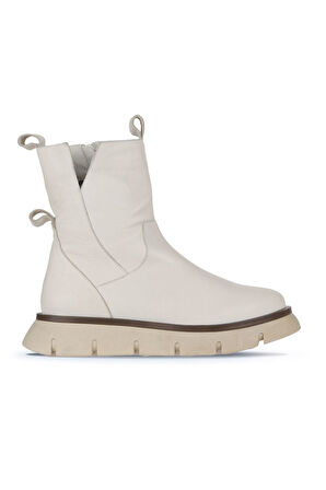 Bueno Shoes Bej Deri Kadın Dolgu Topuklu Bot 01wz1504
