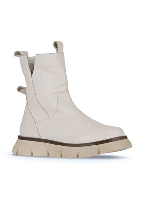 Bueno Shoes Bej Deri Kadın Dolgu Topuklu Bot 01wz1504