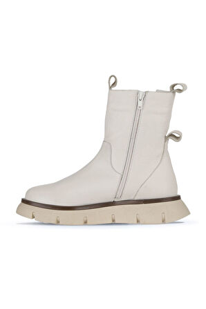 Bueno Shoes Bej Deri Kadın Dolgu Topuklu Bot 01wz1504