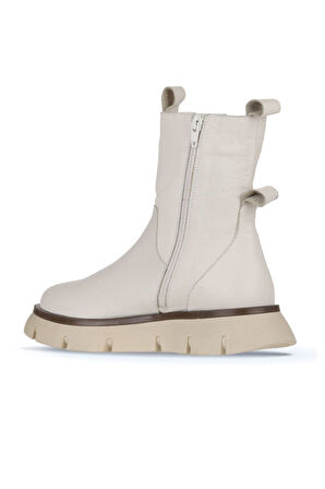 Bueno Shoes Bej Deri Kadın Dolgu Topuklu Bot 01wz1504
