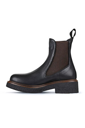 Bueno Shoes Siyah Deri Kadın Düz Bot 01wz4300