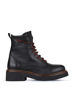 Bueno Shoes Siyah Bordo Deri Kadın Düz Bot 01wz4306