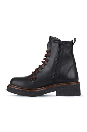 Bueno Shoes Siyah Bordo Deri Kadın Düz Bot 01wz4306