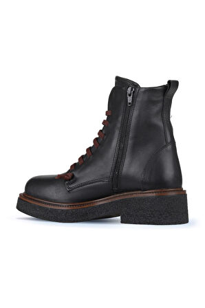 Bueno Shoes Siyah Bordo Deri Kadın Düz Bot 01wz4306