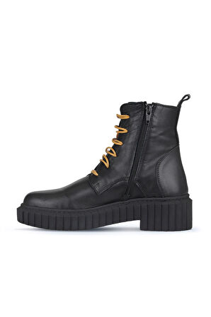 Bueno Shoes Siyah Sarı Deri Kadın Düz Bot 01wz6301
