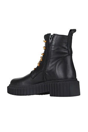 Bueno Shoes Siyah Sarı Deri Kadın Düz Bot 01wz6301