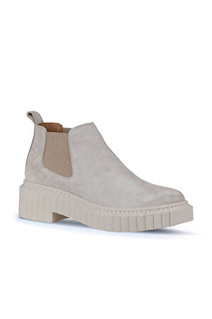 Bueno Shoes Bej Süet Kadın Topuklu Bot 01wz6311