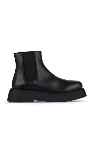 Bueno Shoes Siyah Deri Kadın Düz Bot 01wz6403