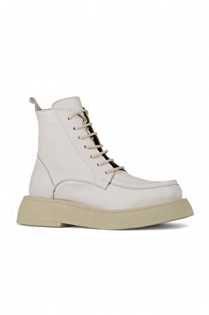 Bueno Shoes Bej Deri Kadın Dolgu Topuklu Bot 01wz6405