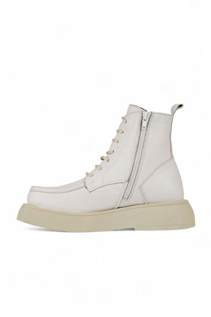 Bueno Shoes Bej Deri Kadın Dolgu Topuklu Bot 01wz6405