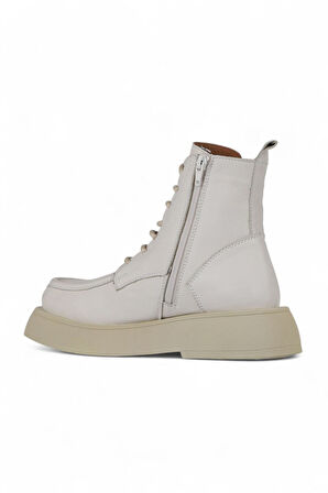 Bueno Shoes Bej Deri Kadın Dolgu Topuklu Bot 01wz6405
