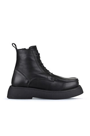 Bueno Shoes Siyah Deri Kadın Dolgu Topuklu Bot 01wz6405