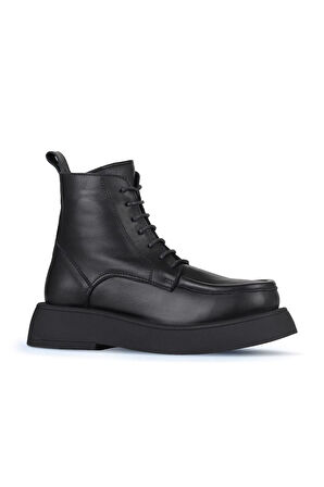 Bueno Shoes Siyah Deri Kadın Dolgu Topuklu Bot 01wz6405