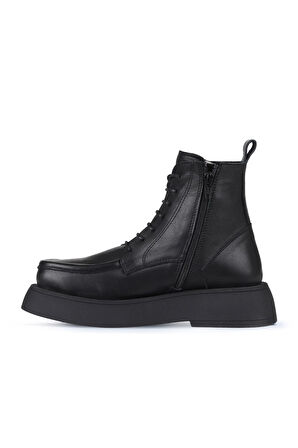 Bueno Shoes Siyah Deri Kadın Dolgu Topuklu Bot 01wz6405
